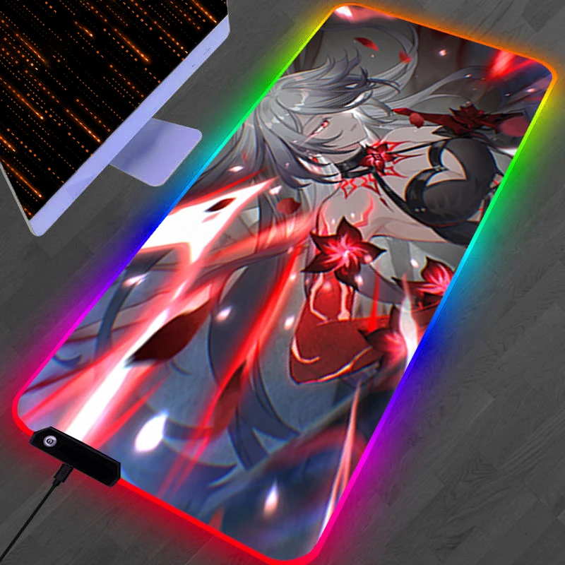 

RGB LED Mouse Pad Gaming Mat PC Accessories Mousepad Desk Mat Non Slip Extended Pad HD H-honkai Star Rail Acheron Keyboard Pad
