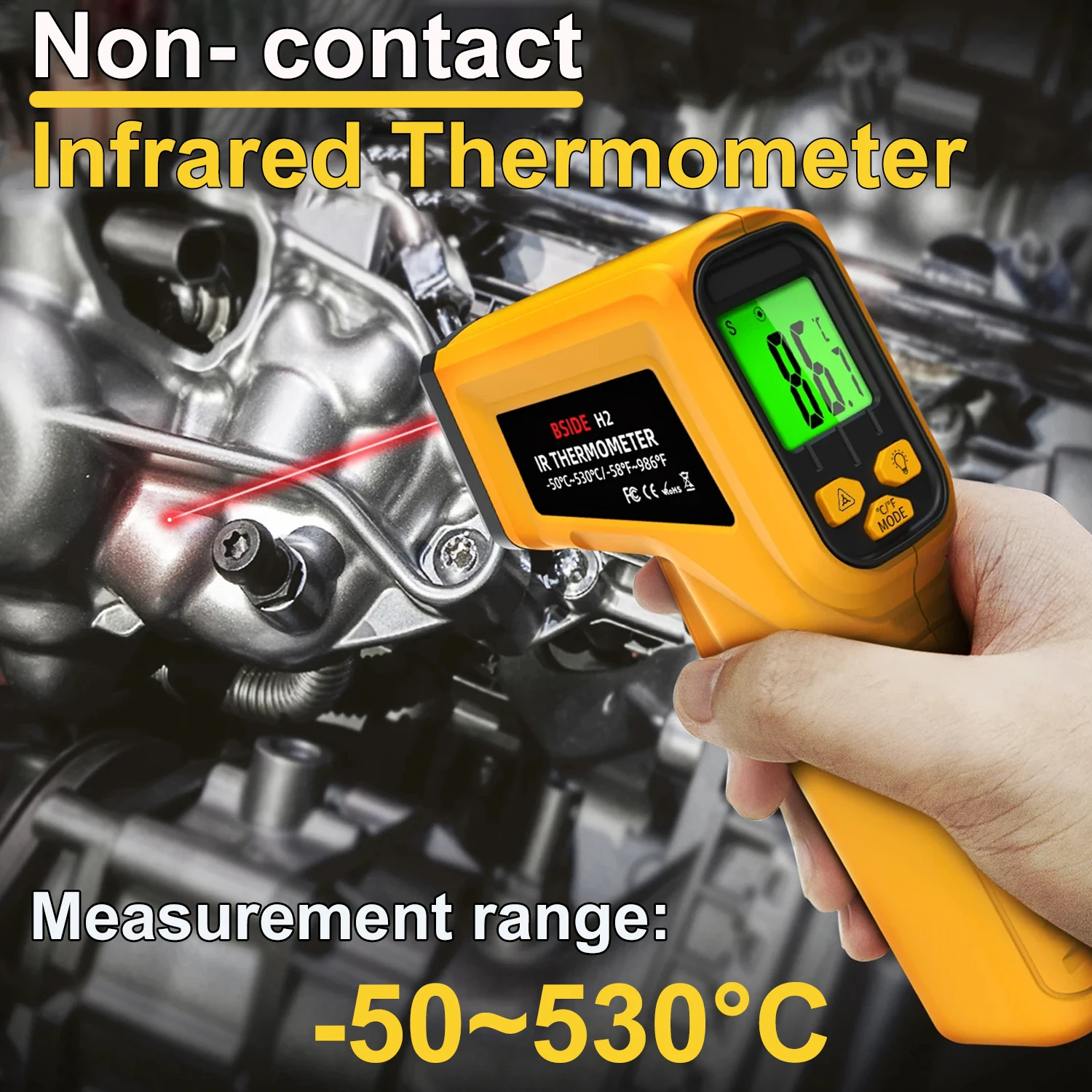 Professional Infrared Thermometer -50~530°C Non-contact Laser Thermometer Digital IR-LCD Temperature Thermometer High Precision