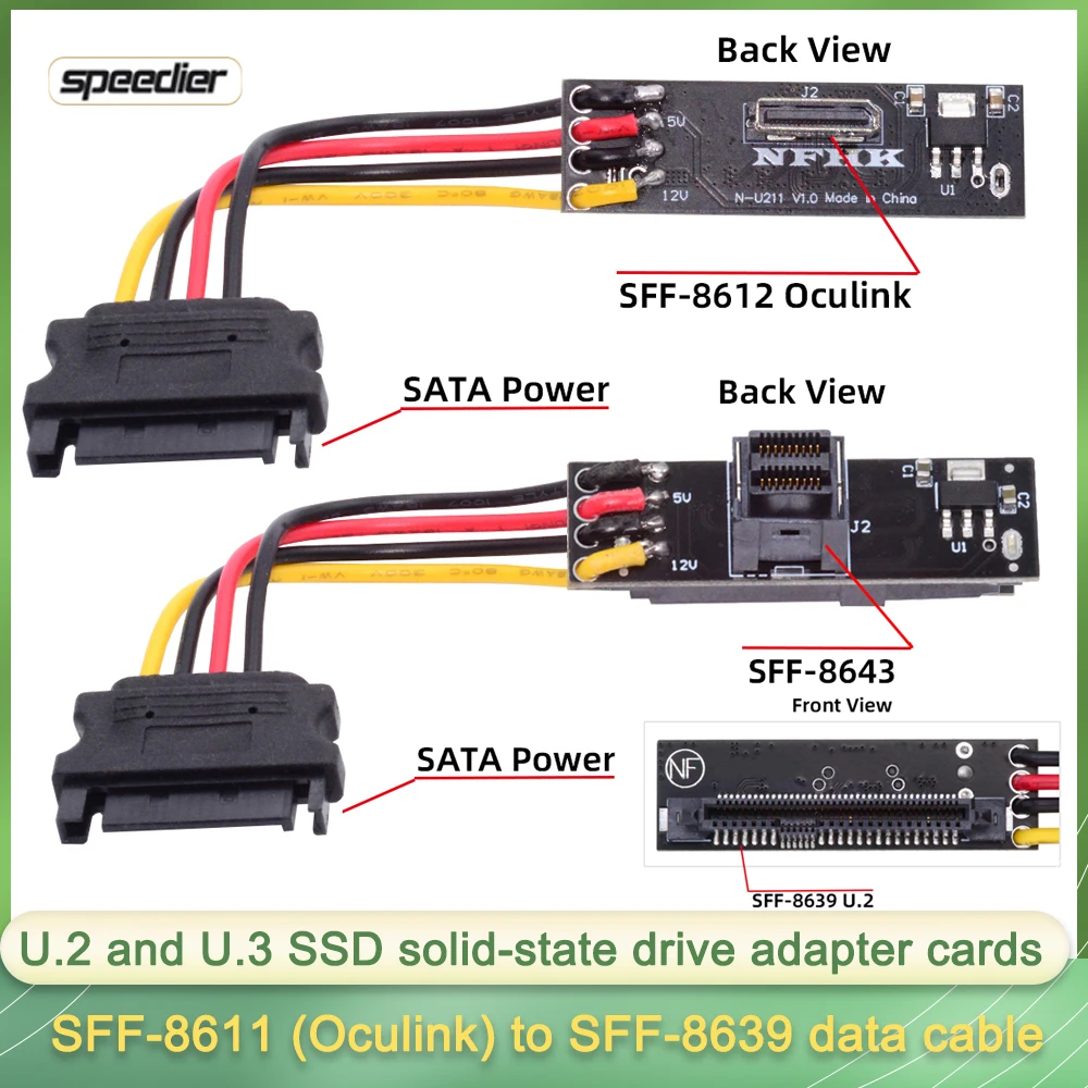 

SFF-8611 Oculink SFF-8643 To SFF-8639 Data U.2 U.3 SSD Solid-state Drive Adapter Card PCle NVMe SFF-8612