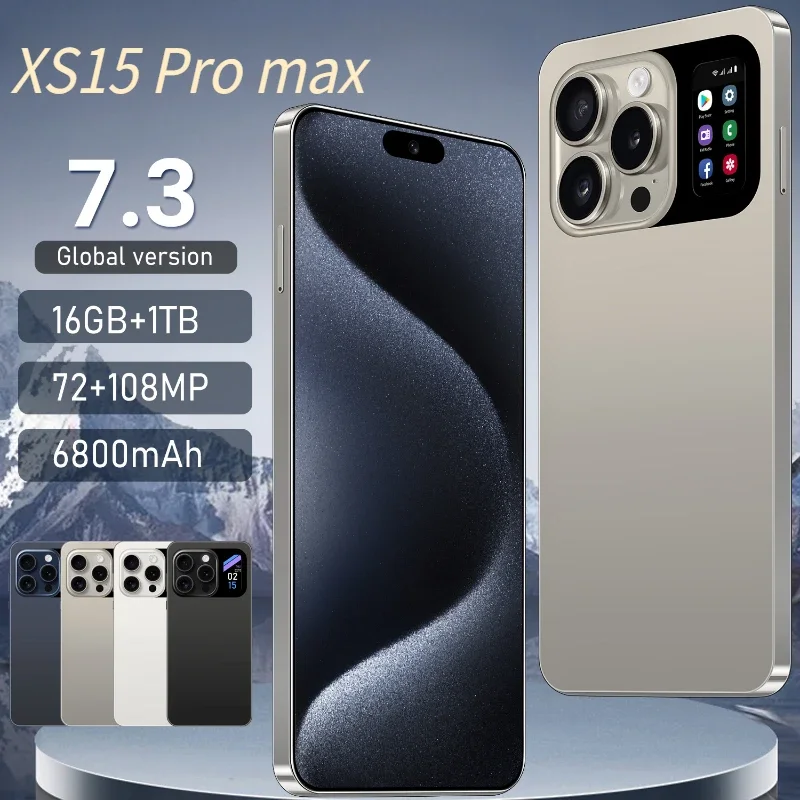 

Original XS15 Pro Max 7.3 Inch HD 5G Smartphone Android14.0 22GB+2TB Dual SIM 8000mAh 50+108MP Camera Mobile Phones