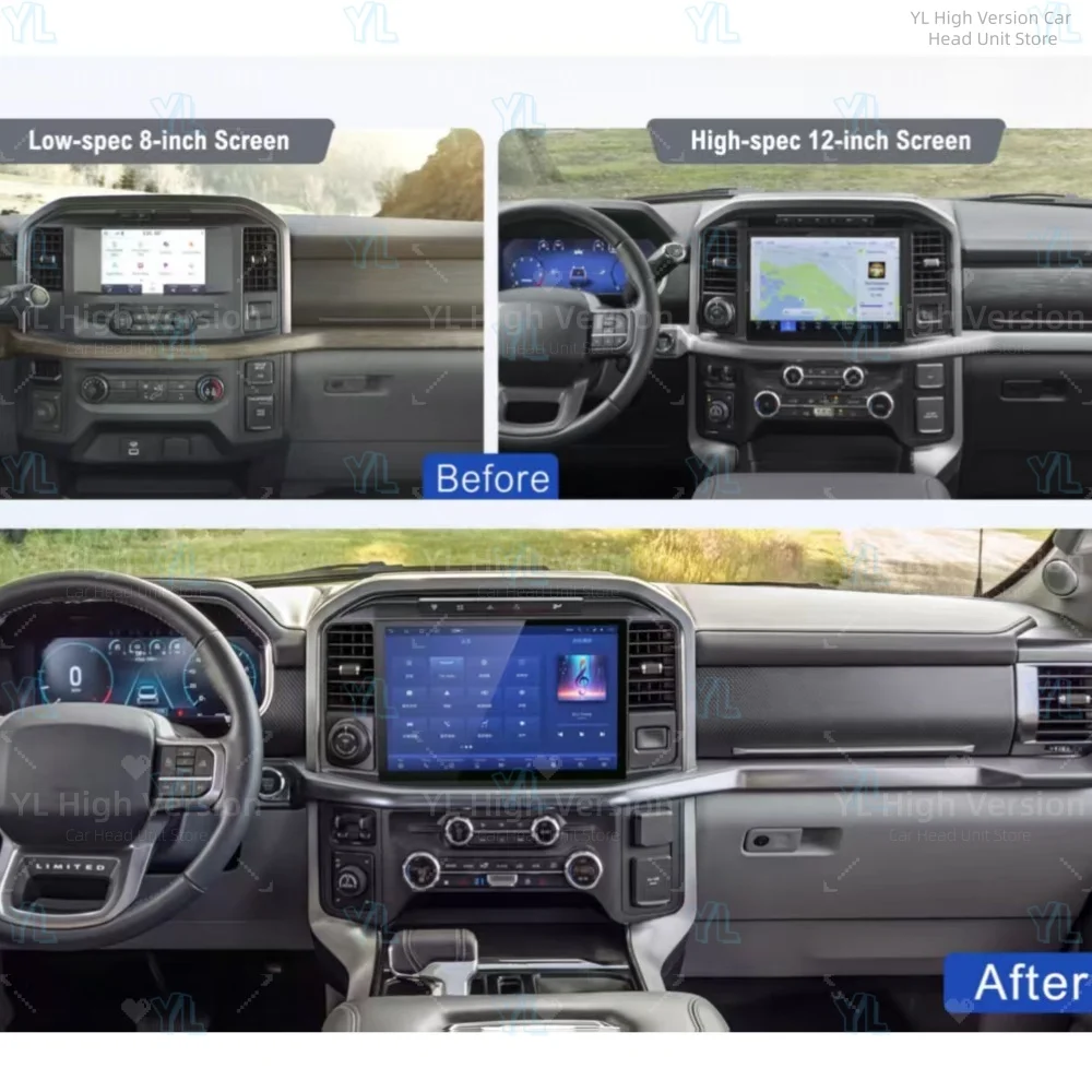 

13.3" Screen For Ford Raptor F150 F250 F350 F450 F650 2015-2026 Recorder Stereo GPS Navigation Media Auto Video Player Carplay