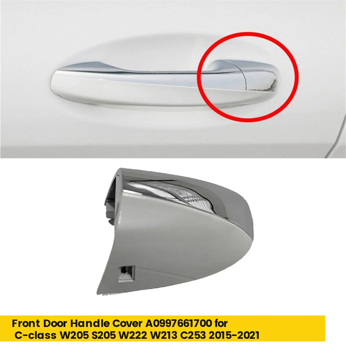 Left Front Door Handle Caps Trim Chrome Cover A0997661700 for Mercedes-Benz C-Class W205 S205 W222 W213 C253 2015-2021 C