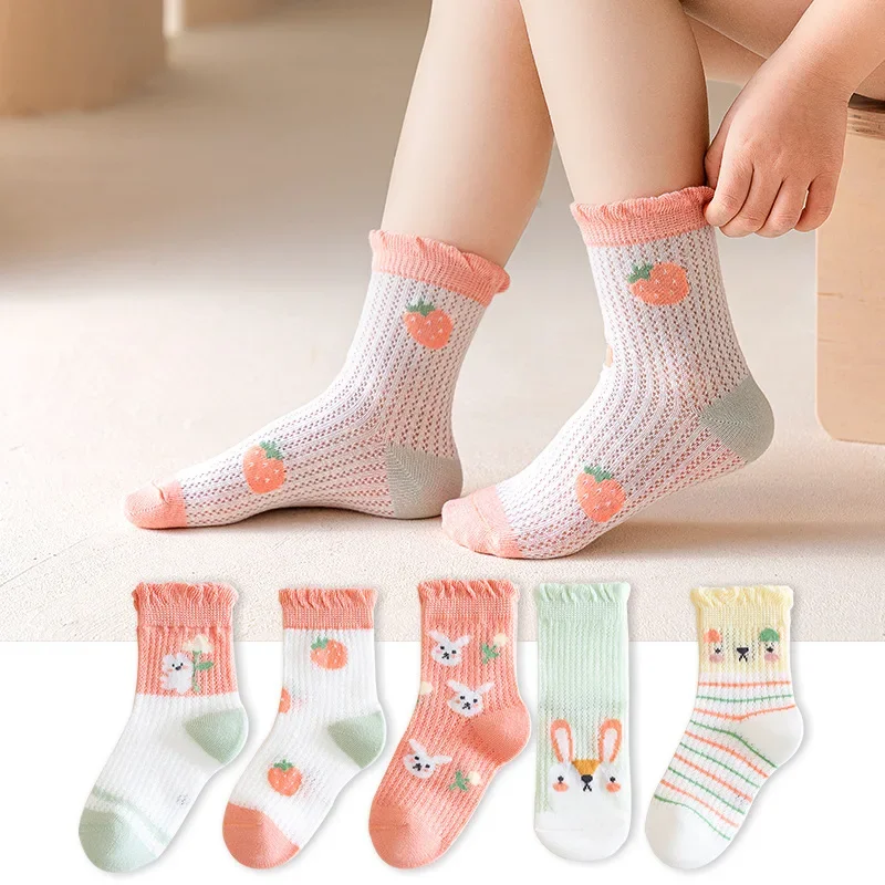 5 Paare/los 0-12Y Kinder Ultradünne Mesh Socken Baby Jungen Mädchen Sommer Nette Baumwolle Atmungsaktive Dünne Weiche Boot Socken kinder Socken