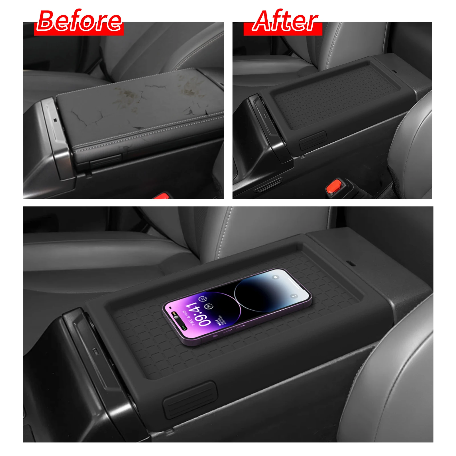 Full Wrap Silicone Armrest Box Cover Anti-Slip Center Console Lid Protector For Toyota RAV4 2026 2027 Car Interior Accessories