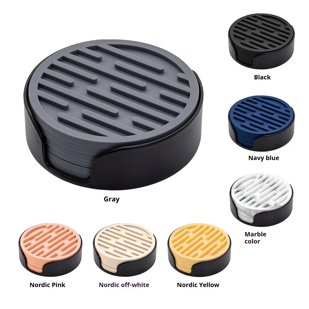 10CM Silicone Drink Coasters Set of 6 Pcs for Coffee Table,Table Cup Mat Desk Bar Coasters for Home Tabletop Protection