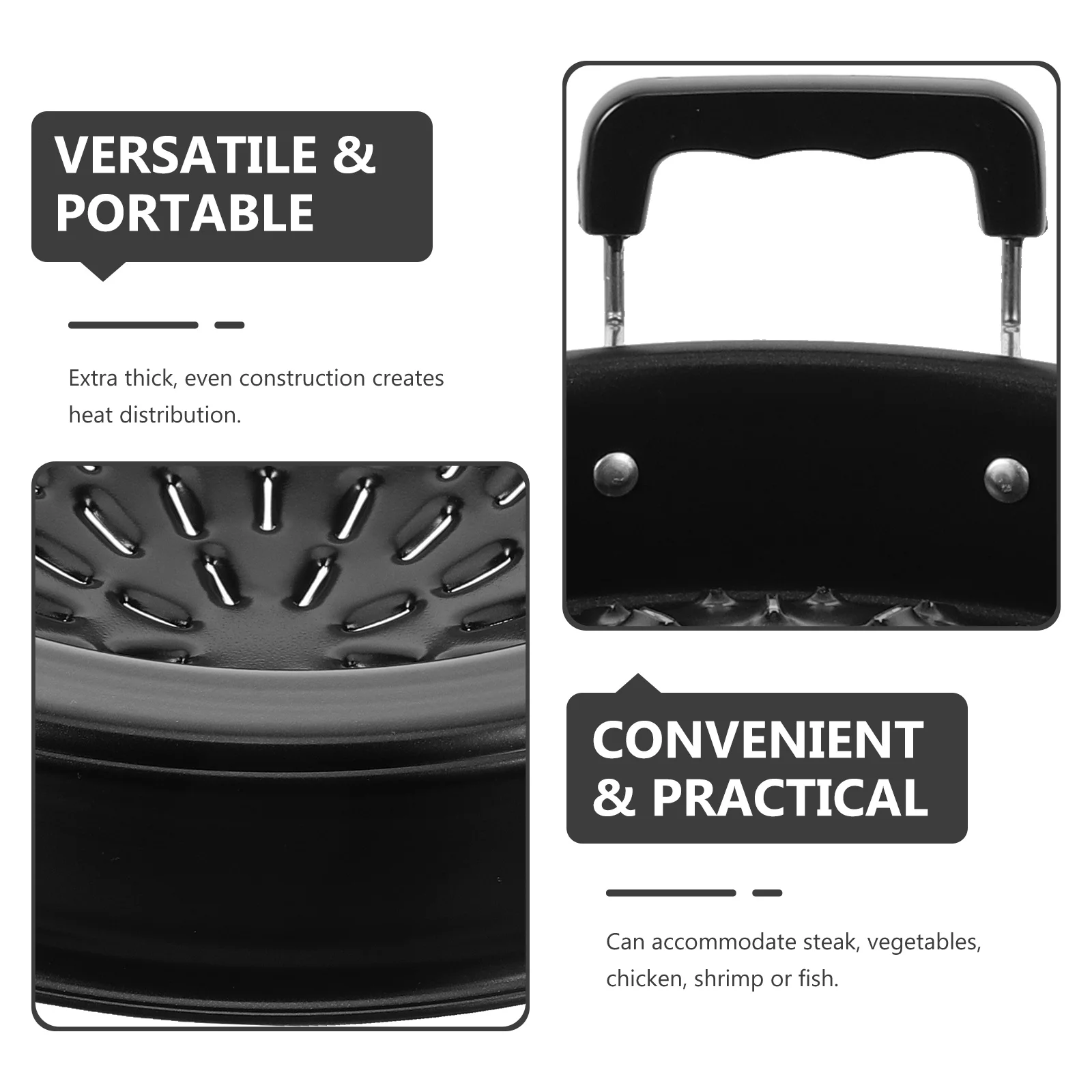 

1pc Portable Korean BBQ Grill Pan Round Metal Frying Pan for Outdoor Barbecue Stove Picnic Party Gathering Stainless Steel