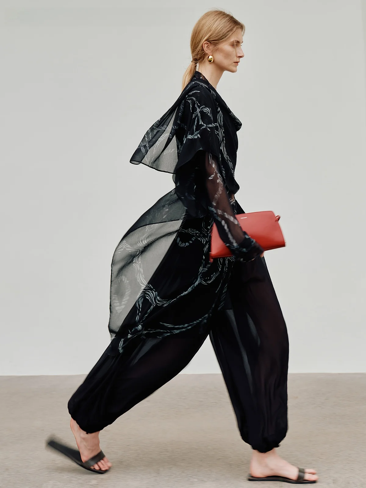 

DMON Retro Print Silk Open Cardigan Long Sve Layering irt Lazy Sle Commute Faion Women's Premium Silk Blend irt