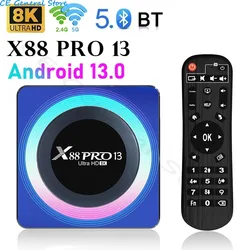 X88 PRO 13 Android 13.0 Smart TV Box 2.4G/5G WIFI6 4GB 32GB 64G 8K HD odtwarzacz multimedialny BT5.0 IPTV RK3528 H.265 bardzo szybki dekoder