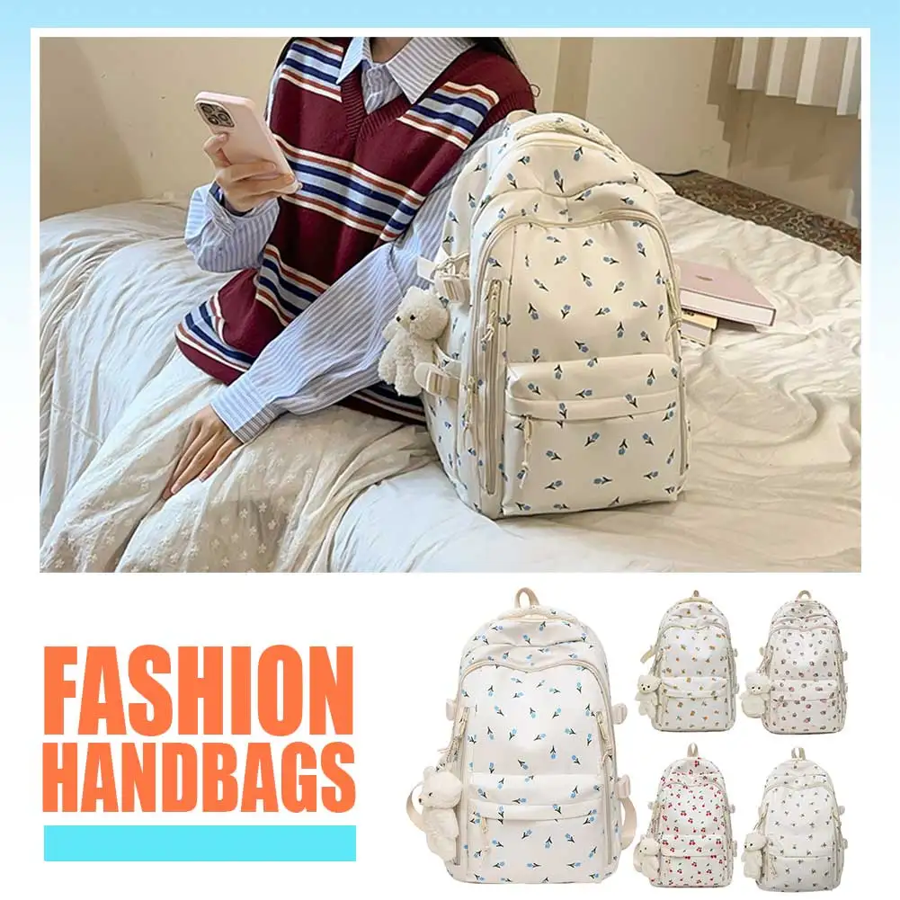 

Floral School Backpack for Teen Girls Women Laptop Backpack College Bookbags Middle School Travel Work Commuter Back Pack
