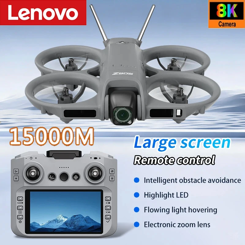 Drone Lenovo 2026 avec grand écran de 4,3 pouces, photographie aérienne haute définition 8K, évitement d'obstacles, quadricoptère télécommandé