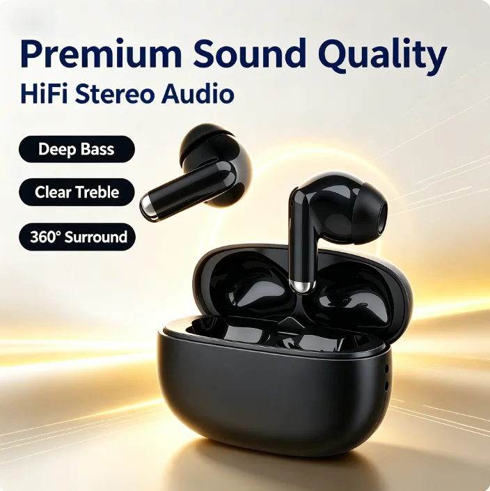 2026 New Minimalist Wireless Bluetooth Earbuds: Top-of-the-line Noise-Canceling Semi-In-Ear Earbuds with High-Quality Sound and
