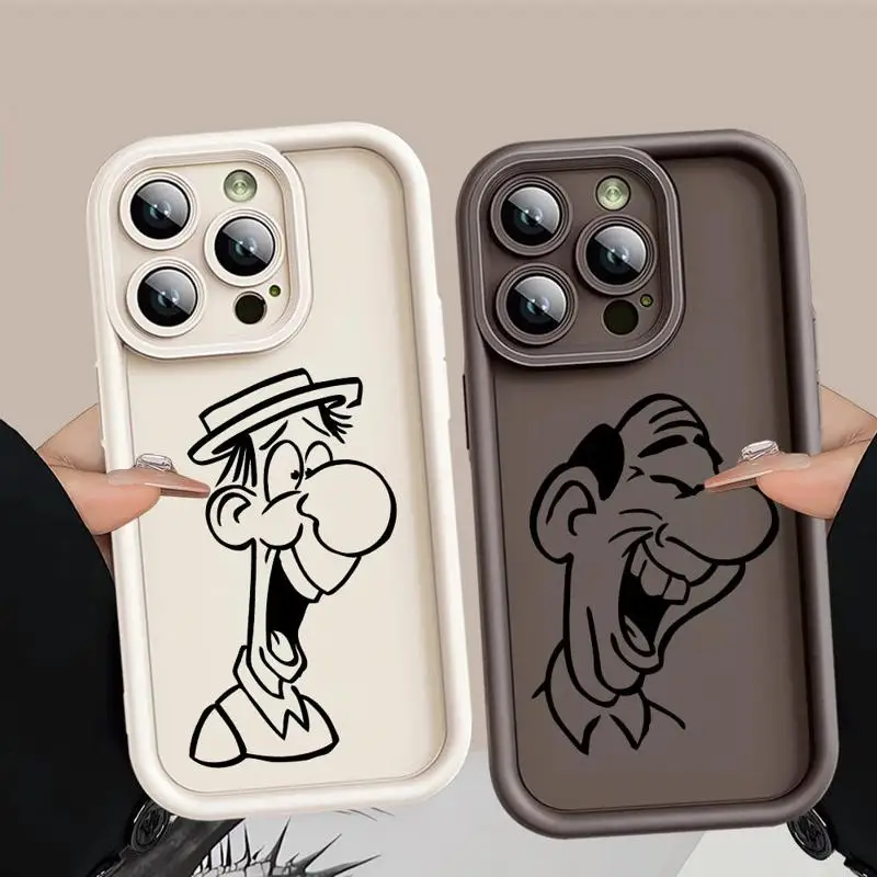 Cartoon Drawing-Laughing-Man 3d Edges Phone Case for iPhone 15 Pro Max 14 13 Plus 12 11 MINI XR X XS Ladder Candy Silicone Funda