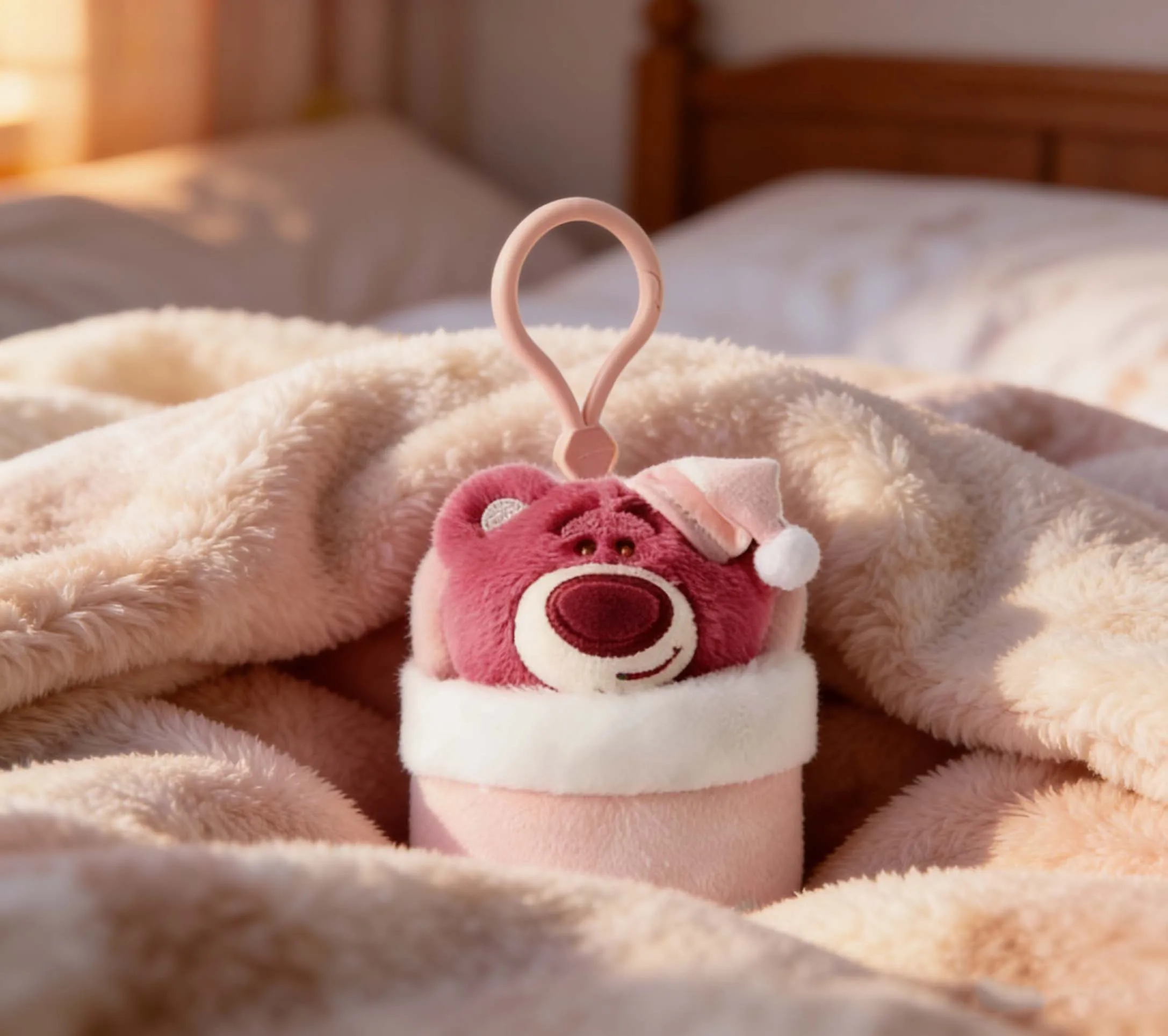 

10cm Disney Toy Story Lotso Hamm Rex Alien Plush Keychain, Cute Sleeping Bag Bag Pendant, Soft Stuffed Gift