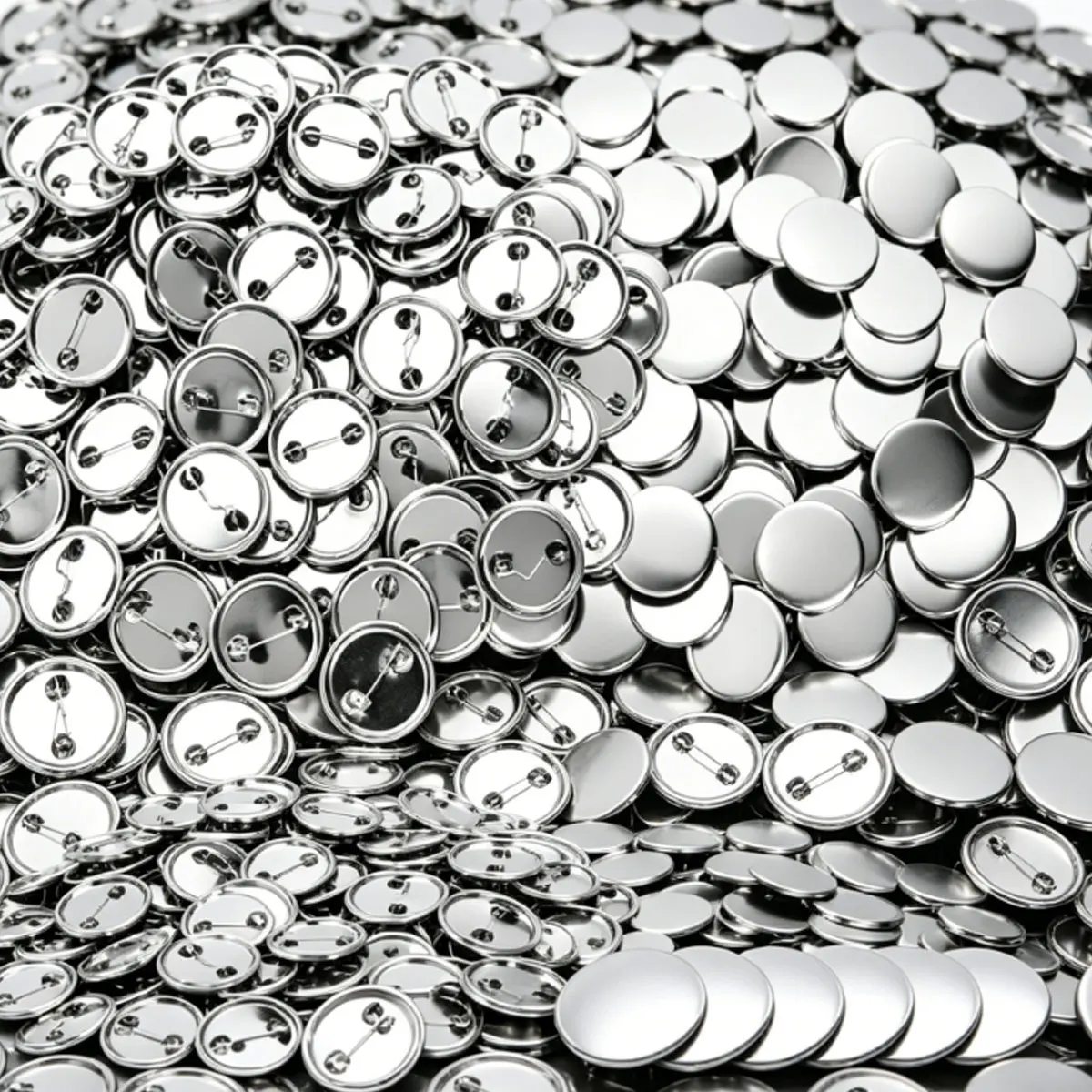 20/40 Sets 3,7 cm/1,46 Zoll rundes Knopf-Teileset – Weißblechoberseiten und Kunststoffclips mit Folie, Bastelbedarf für DIY-Abzeichen ZSY