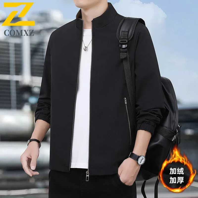 

COMXZ 2025 новая мужская куртка премиум-класса с воротником-стойкой, утолщенная ветрозащитная теплая парка для пешего туризма и путешествий, удобная зимняя новая одежда