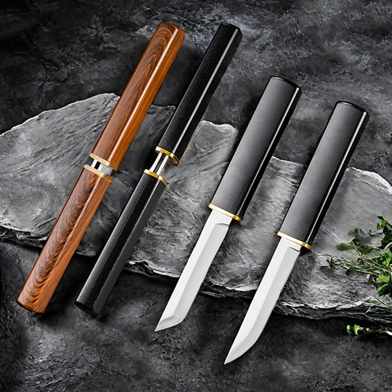 2-in-1 Double Knife Utility Knife for Outdoor Fishing, Camping, Stainless Steel Pairing Knife, Barbecue Cutter, Fruit Knife