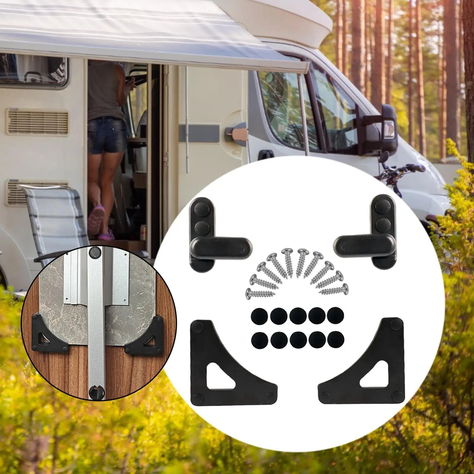 

Sturdy RV Table Retainer Triangular Support Cabinet Board Buckle for Folding Table Organizer