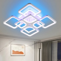 Smart Ceiling Chandelier RGB LED Dimmable Ceiling Light Fixture Modern Flush Mount Ceiling Lamps for Bedroom Dining Living Room