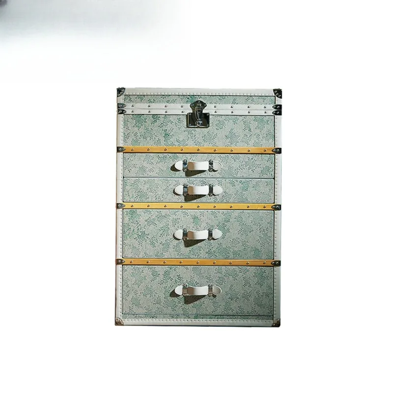 

French retro style jewelry cabinet medieval old flower hard box printing dining side cabinet drawer storage porch