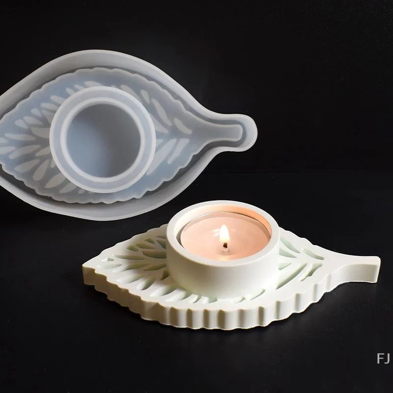 [YU]Leaves Candlestick Silicone Mold DIY Handmade Leaf Tealight Candle Holder Plaster Concrete Resin Craft Casting Molds