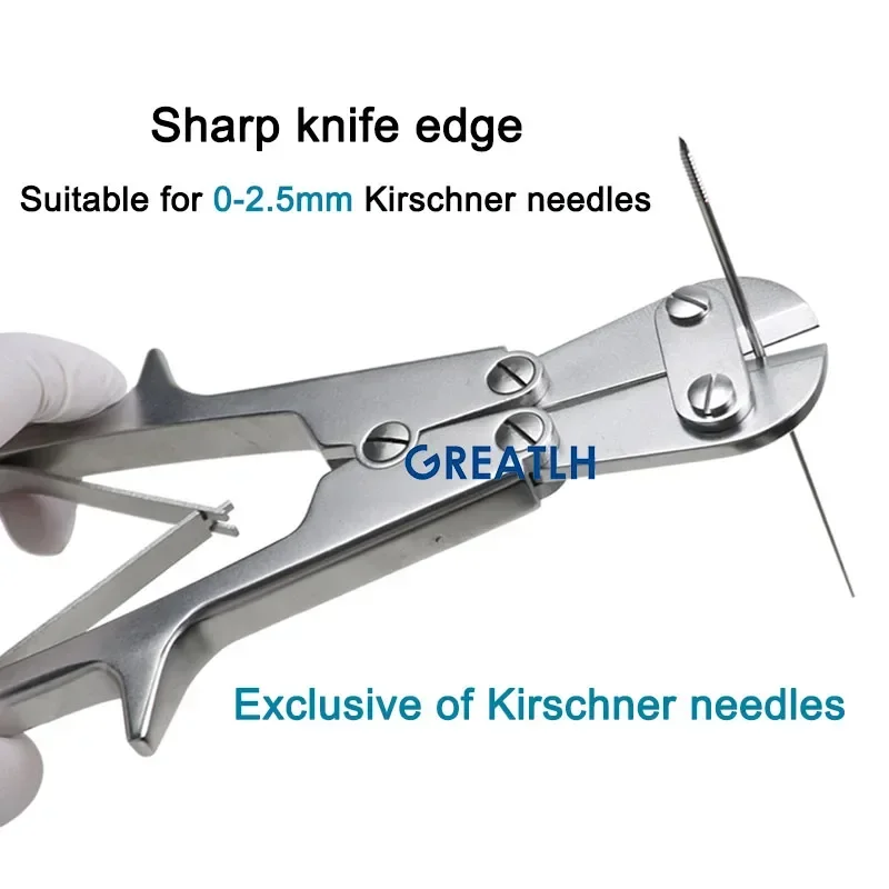 GREATLH Kirschner Wire Scissors Kirschner Wire Cutter Stainless Pin Cutter Veterinary Instruments Orthopedics pet