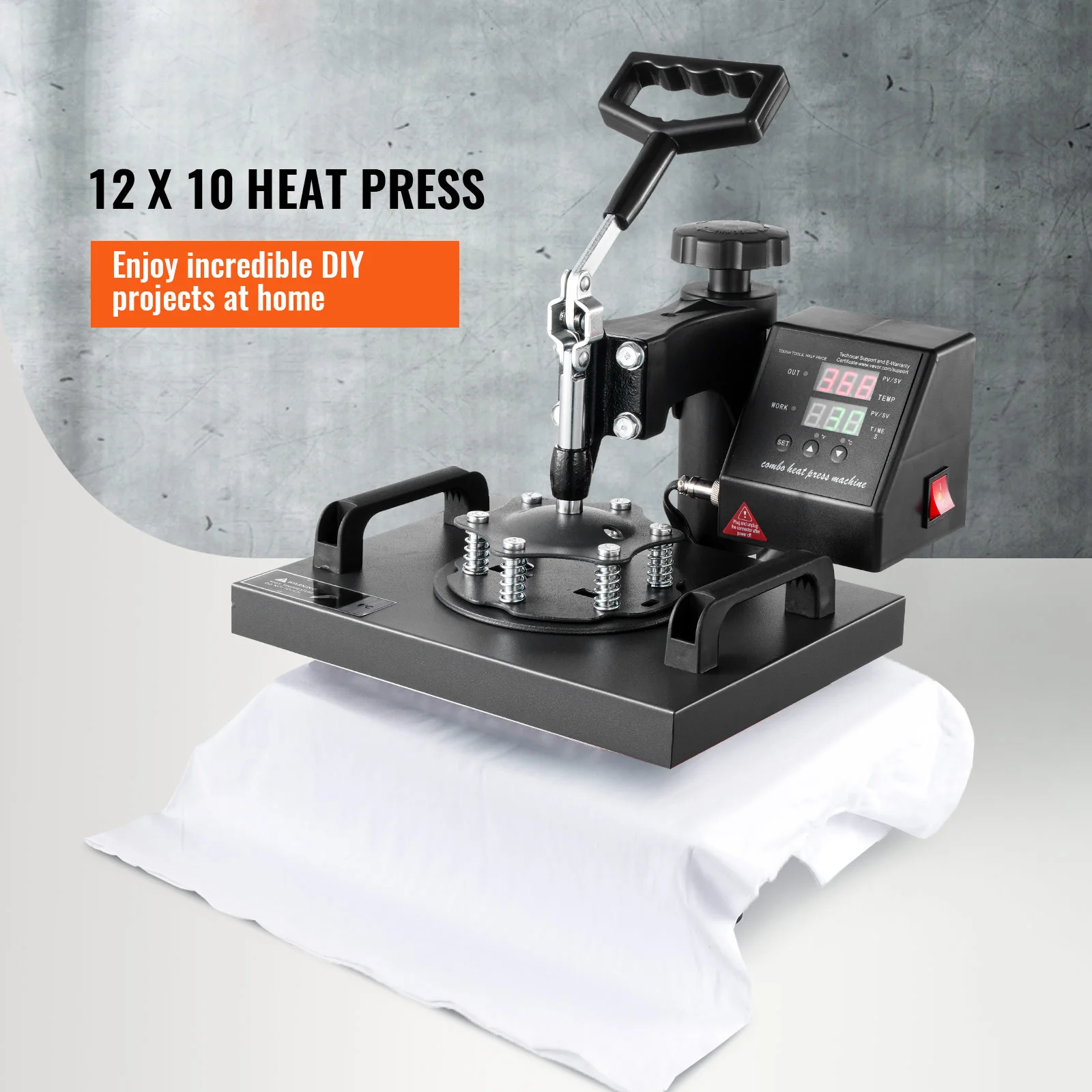 SucceBuy 12x10 In Dual Digital Heat Press Machine 650W Swing Away 360 Degree Rotation Transfer Sublimation Printing for T-Shirt