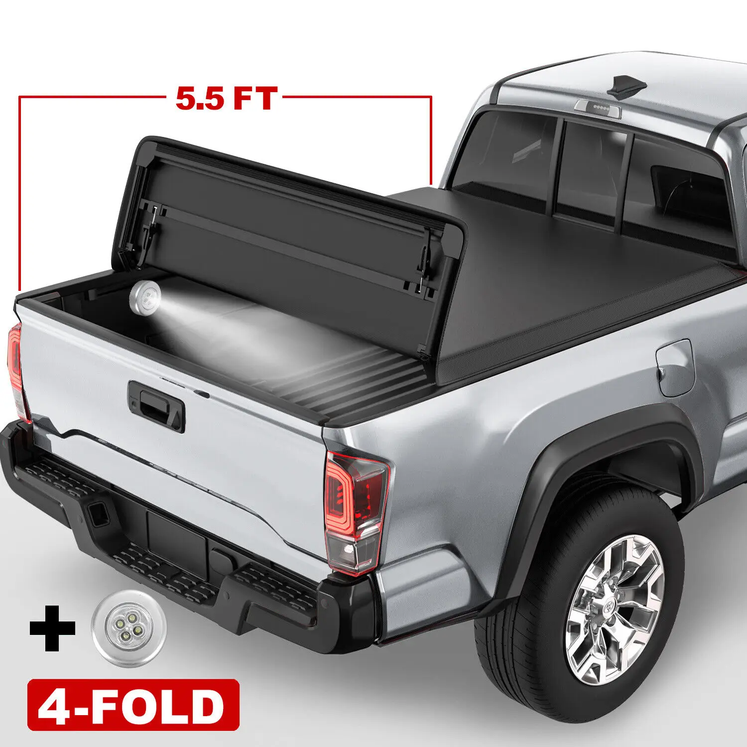 

5.5FT 4 Fold Truck Bed Tonneau Cover Soft For 2007-2013 Toyota Tundra Waterproof