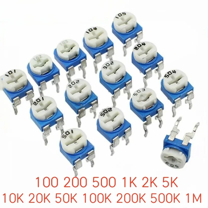 20 قطعة RM065 RM-065 سلسلة 100 200 500 1K 2K 5K 10K 20K 50K 100K 200K 500K 1M أوم Trimpot الانتهازي الجهد متغير المقاوم #1