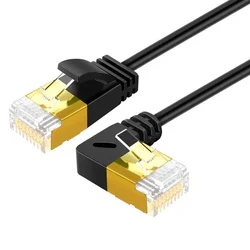 Cable de red Ethernet CAT7 UTP, cable corto LAN para ordenador portátil, módem ADSL, 90 grados arriba abajo, izquierda y derecha, RJ45 Patch CTA 7