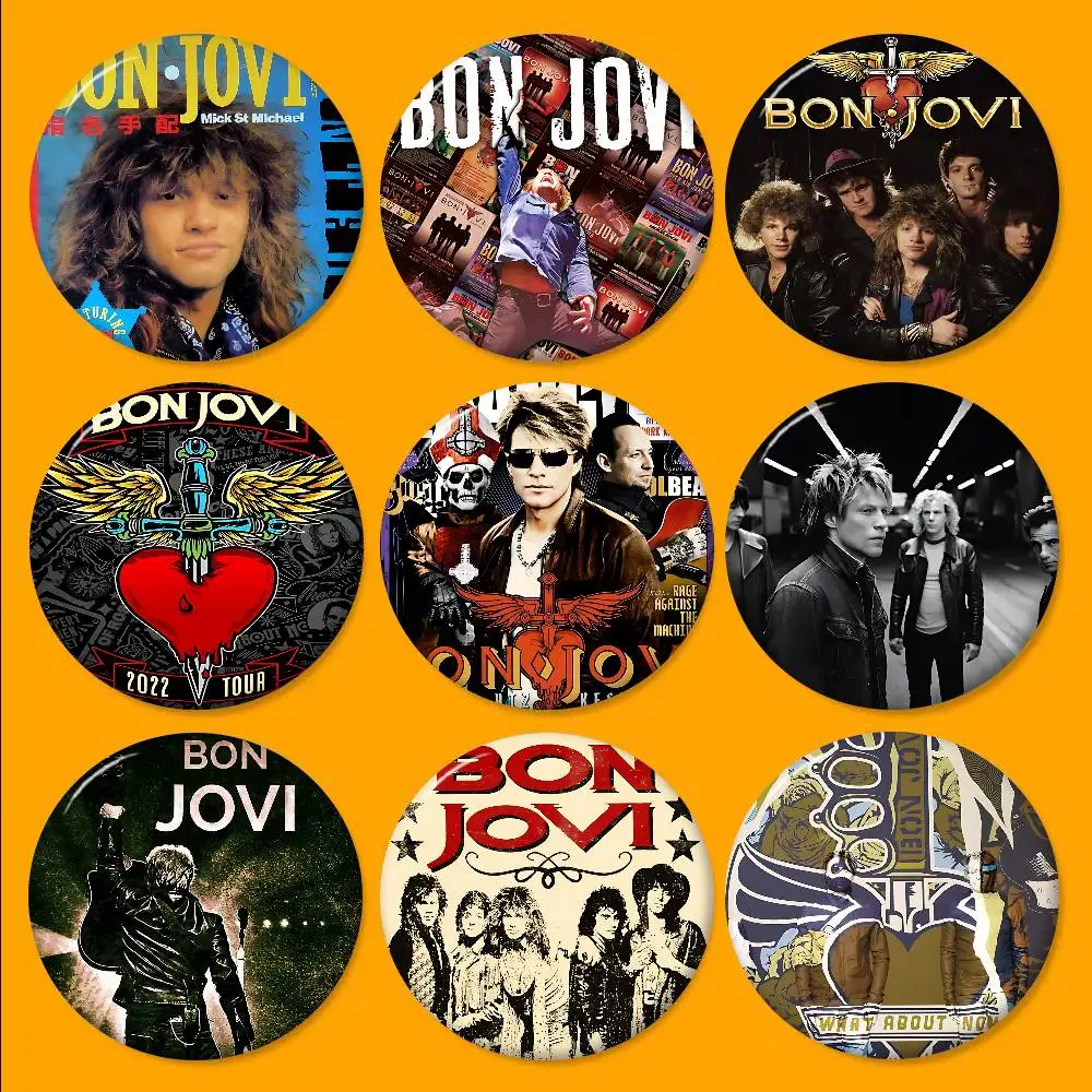 

Singer B-Bon Jovi Creative Pins Funny Round Snap-in Brooch Badge Backpack Hat Accessories Jewelry Gifts For Friend