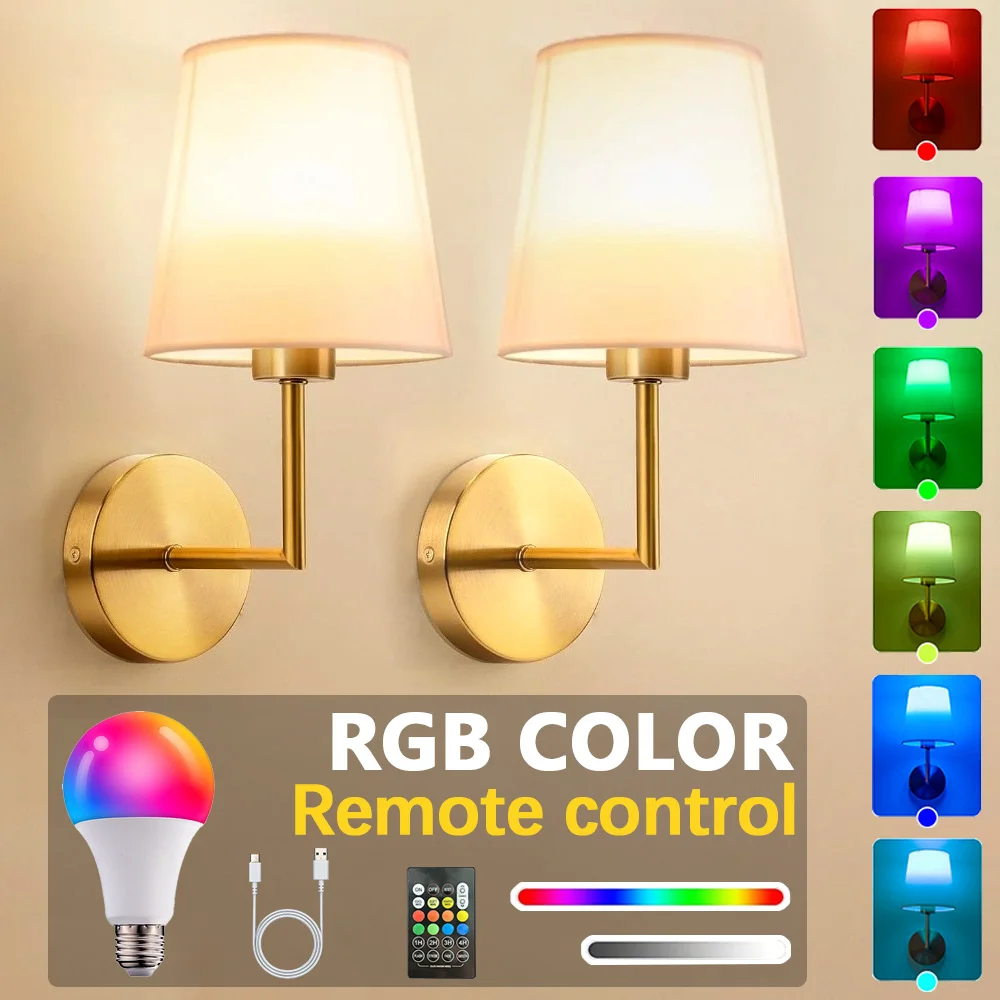 

Nordic Wall Lamp Recharge RGB Bulb Removable Wireless For Bedroom Corridor Hallway Study Dining Room Indoor Luminaire Lights