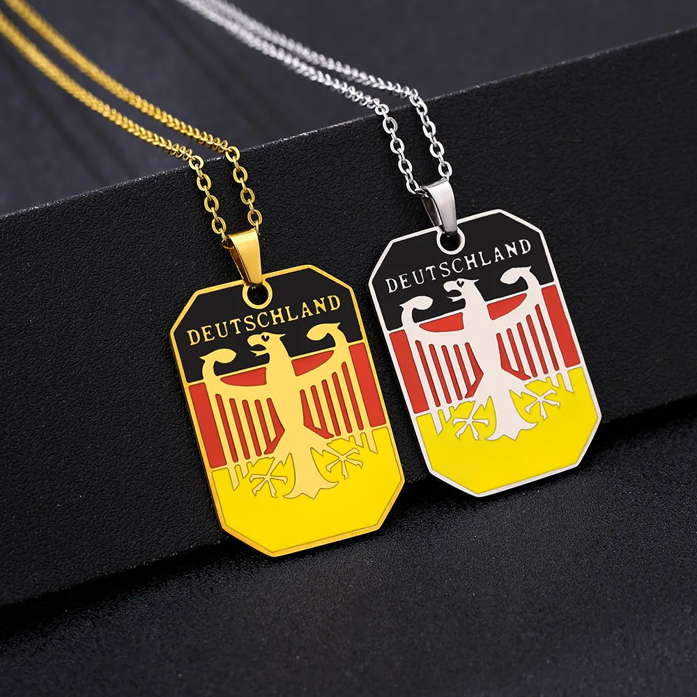 New trendy vintage ethnic style German eagle droplet pendant necklace with stainless steel accessories - perfect for couples, su