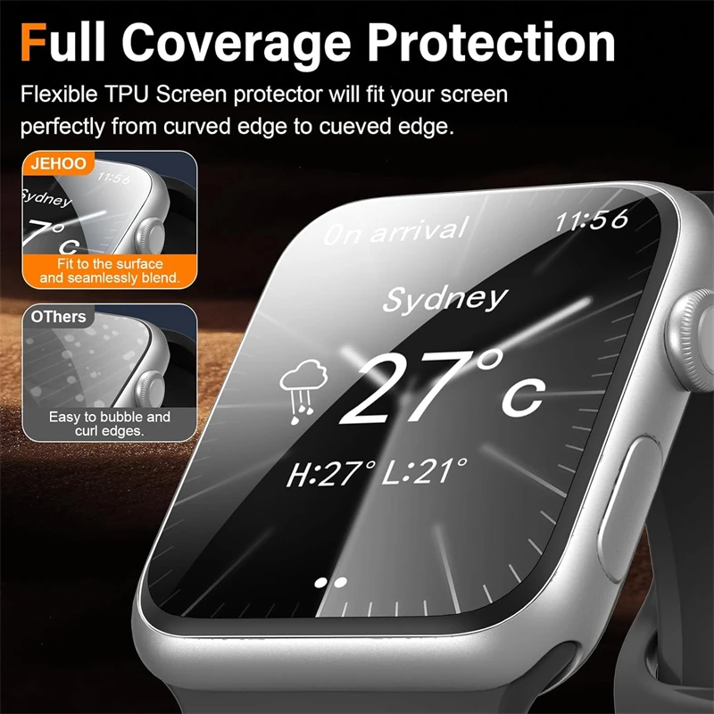 Película de hidrogel para Apple Watch, Protector de pantalla para iwatch series Ultra 10, 9, 8, 7, 6, SE 5, 46MM, 44MM, 45MM, 42MM, 41MM, 40MM, 49MM, 38MM, 5 unidades