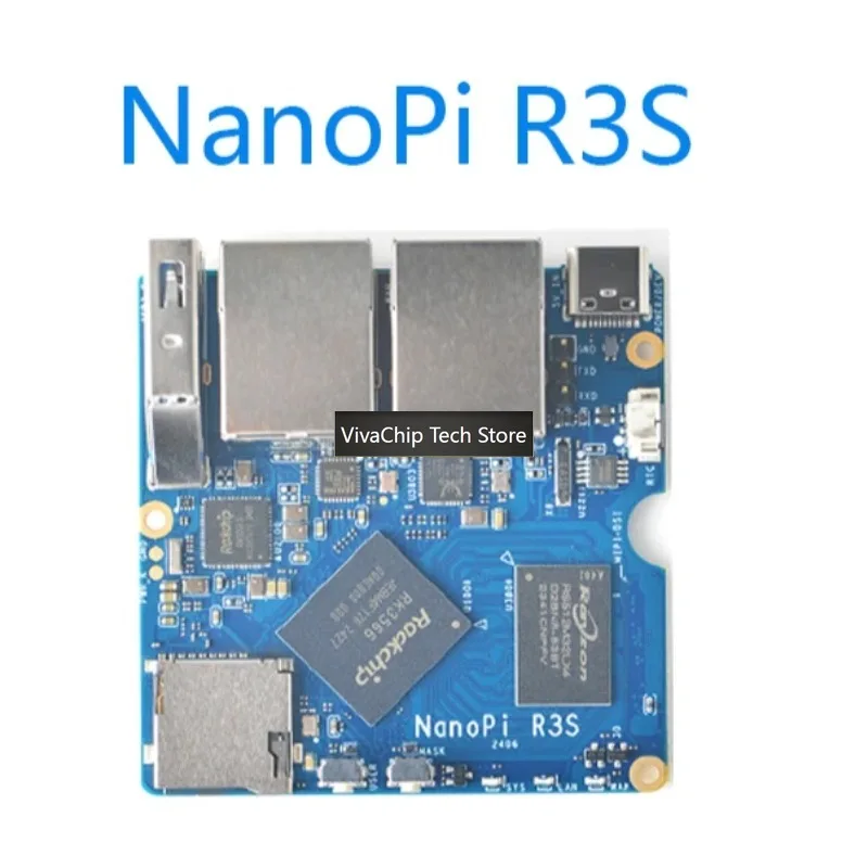 VivaCTNanoPi R3S Mini Development Board, Full Metal Case RK3566 Dual Gigabit Ethernet Ports