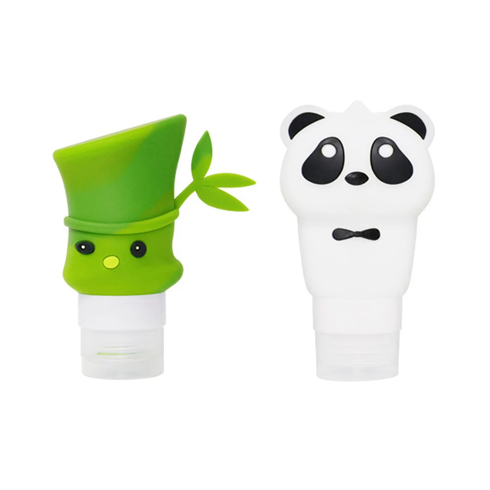 

Facial Cleanser Lotion Bottle Portable Travel Size Food Grade Silicone Panda Bamboo Design Safe Hygienic Durable Shampoo