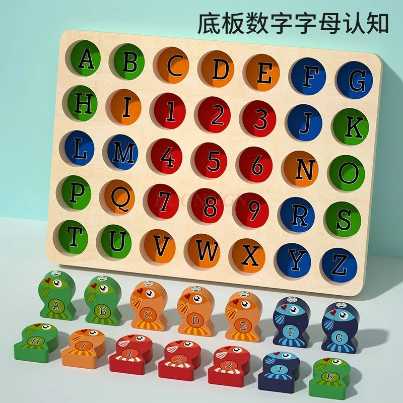 Wooden Baby Magnetic Fishing Children's Toys Numeric Letters Infant Education