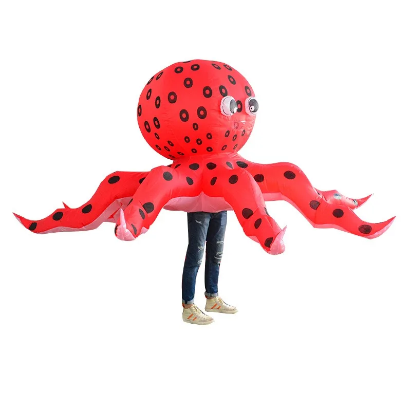 Funny Octopuses Cosplay Inflatable Suit Animal Role Play Costume Octopi Jumpsuit Red Cute Outfit Set for Easter Day