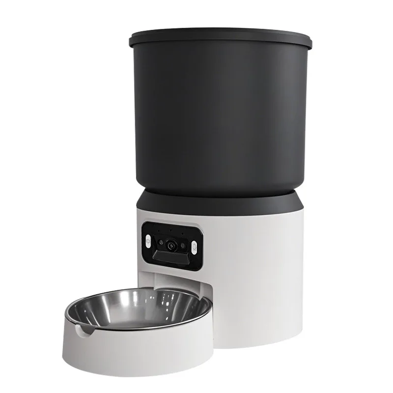 

4L Smart Pet Automatic Feeder Dual Frequency Cat Dog Bowl Cat Food Basin Timing Monitoring Dog Food Feeder Wide Angle