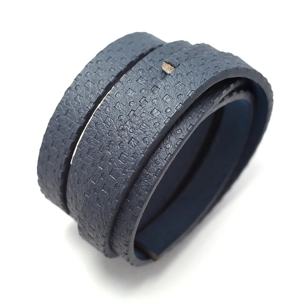 

1.15meter Navy Blue Dot Embossed Leather Cord,10x3mm Leather Strip,Leather Belt Bag Handle,Waist Chain KeyChain Bracelet Making