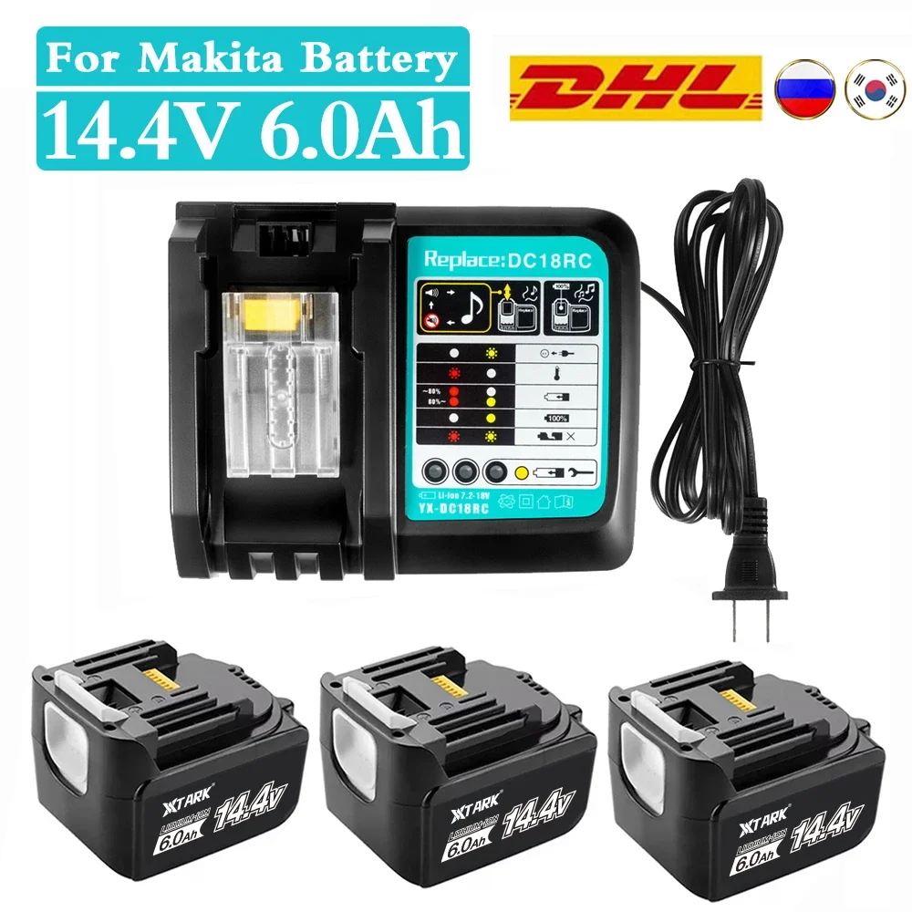 

BL1460 14.4V 6000 mAh Li-ion Battery Replacement For Makita BL1430 BL1440 LXT200 BDF340 TD131D With LED Power Tools Batteries