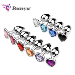 Heart-Shaped Base Metal Women'S Plug Anal Adult Couple Adule Anal Dildo Toy  Stainless Steel Masturbator Men Anal Gay Trainer