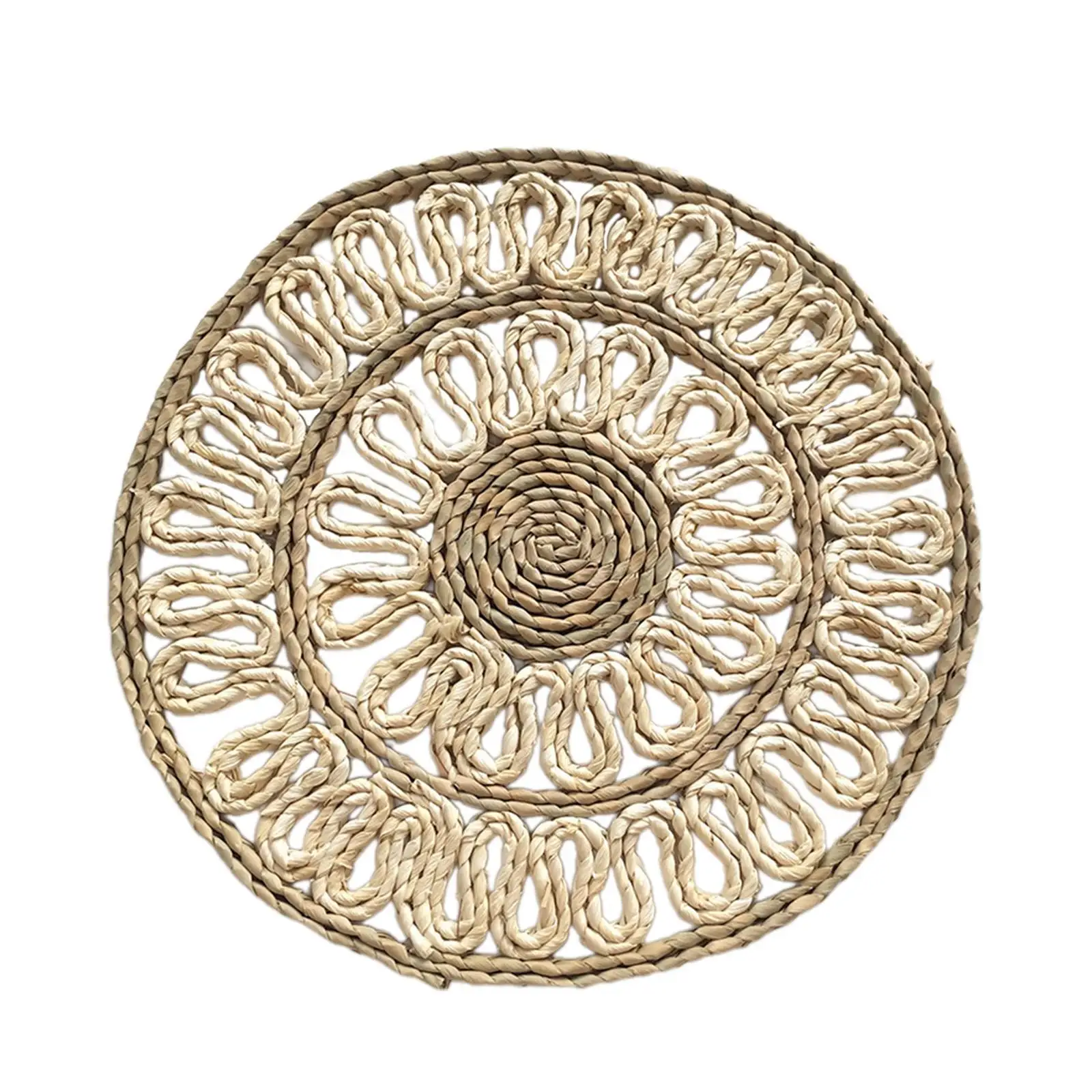 Natural Woven Placemat Anti Slip Heat Insulation Dinner Table Mat for Indoor Home Kitchen Events