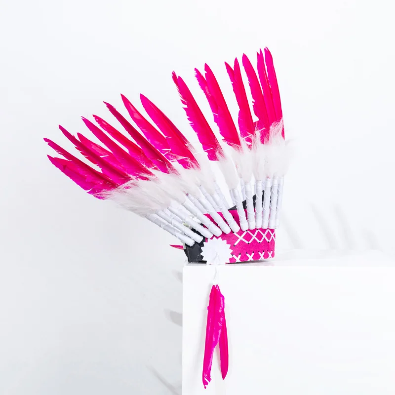 Tocado de plumas de jefe indio para niños, tocado de flores y plumas, accesorios de fotografía para bebés, decoración de guirnalda, decoración de fiesta