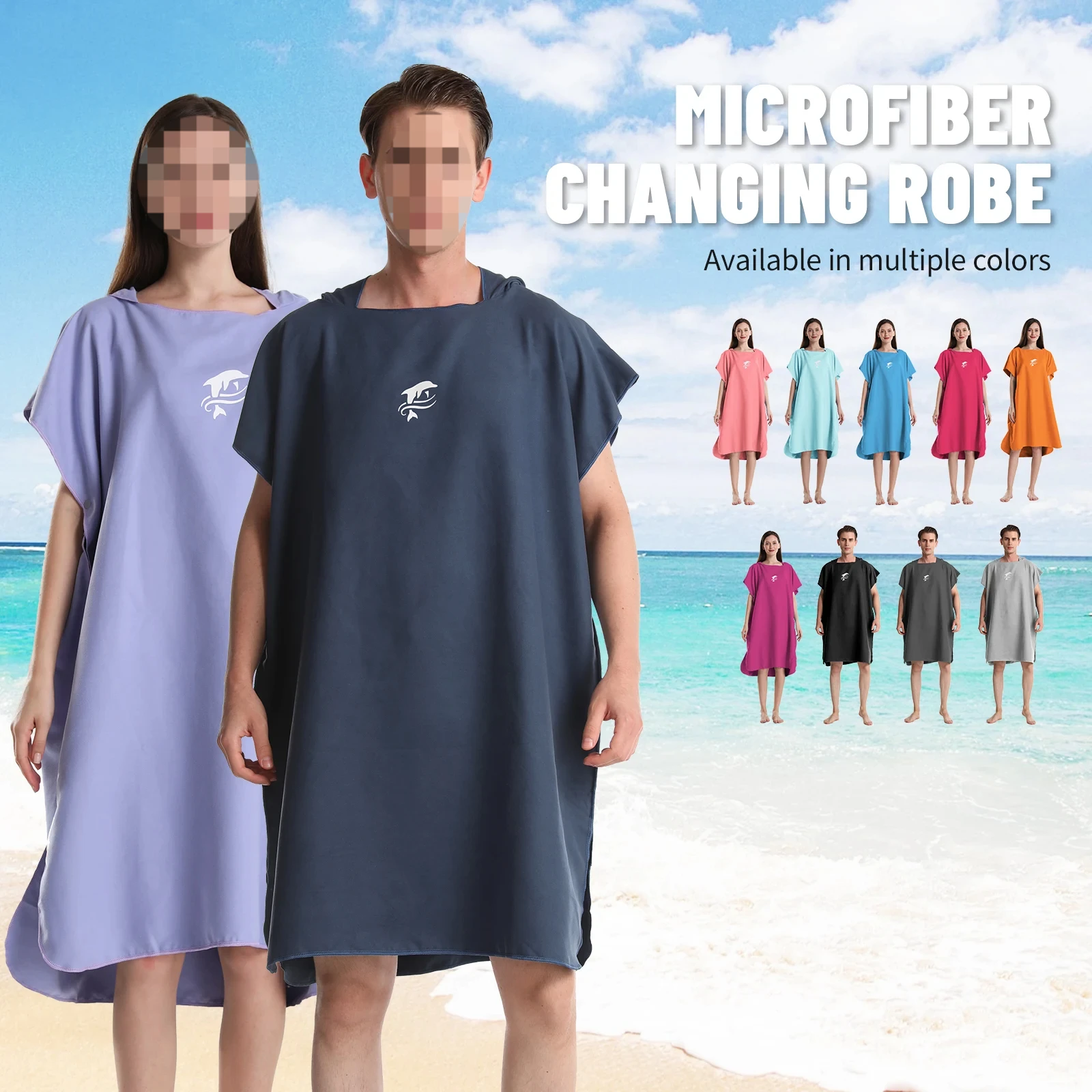

Mutao Unisex Surf Poncho Robe Towel, Microfiber Bathrobe Ponchos Surfer Robe For Surfing Swimming Diving Beach