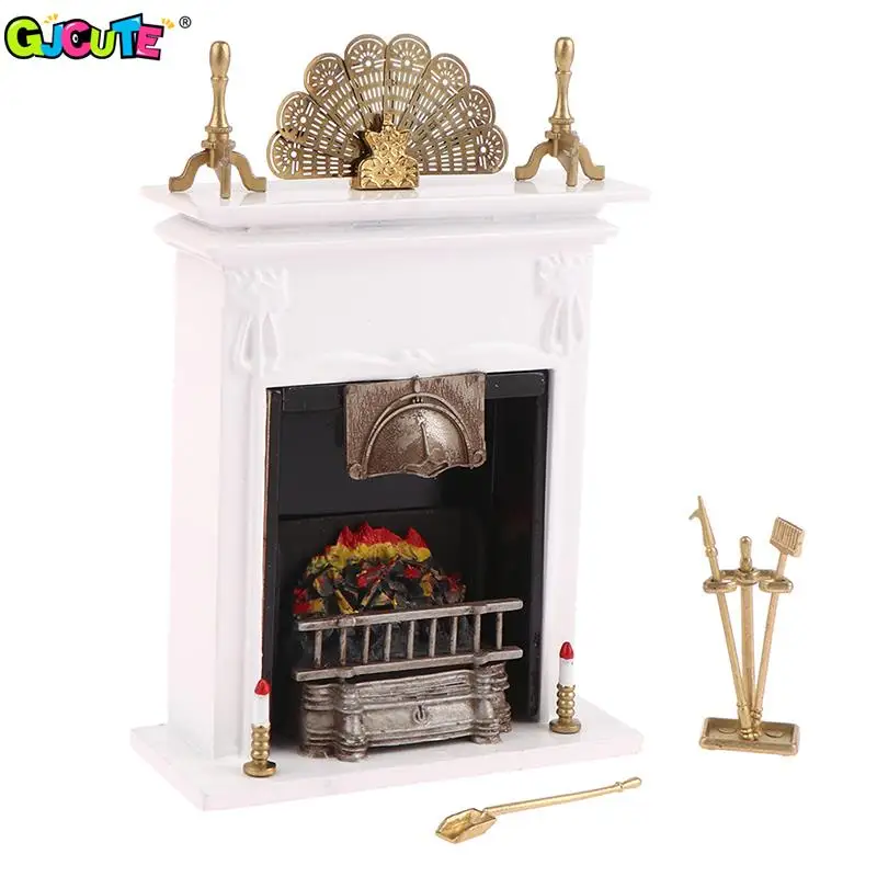 

1Set 1:12 Dollhouse Miniature Fireplace Candelabra Fireplace Fan Cover Bracket Cleaning Tool Furniture Decor Toy