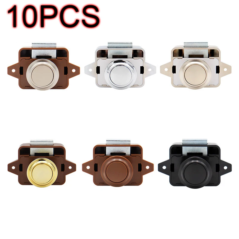 

10pcs Camper Car Push Lock RV Caravan Boat Motor Home Cabinet Drawer Latch Button Locks Furniture Door Hardware Value Package