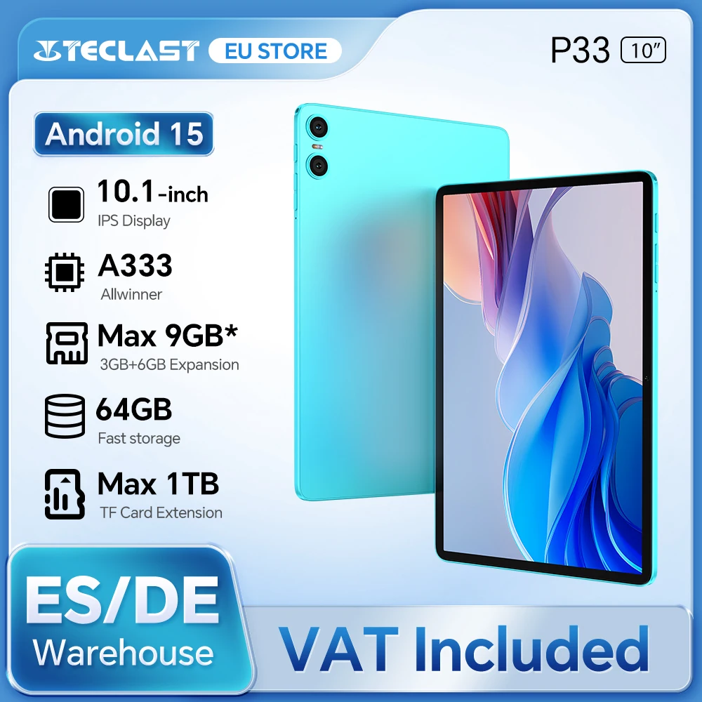 Teclast P33 10.1 Inch Tablet, Android 15, Max 9Gb Ram 64Gb Rom