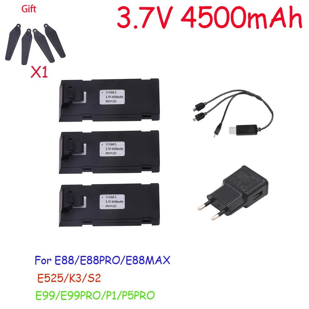 3.7V 4500Mah RC Drone Battery Accessory For E88 E88PRO Ls-E525 E525PRO P1 K3 S2 Charger Mini Uav Drone Battery Special  Rc Parts
