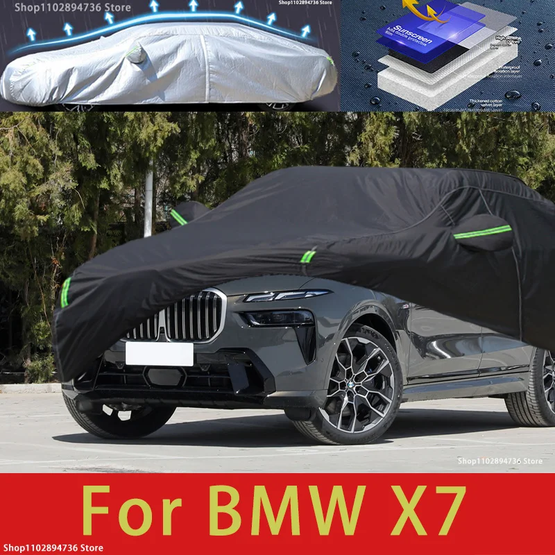 

For BMW X7 fit Outdoor Protection Full Car Cover Snow Covers Sunshade Waterproof Dustproof Black Car Cover