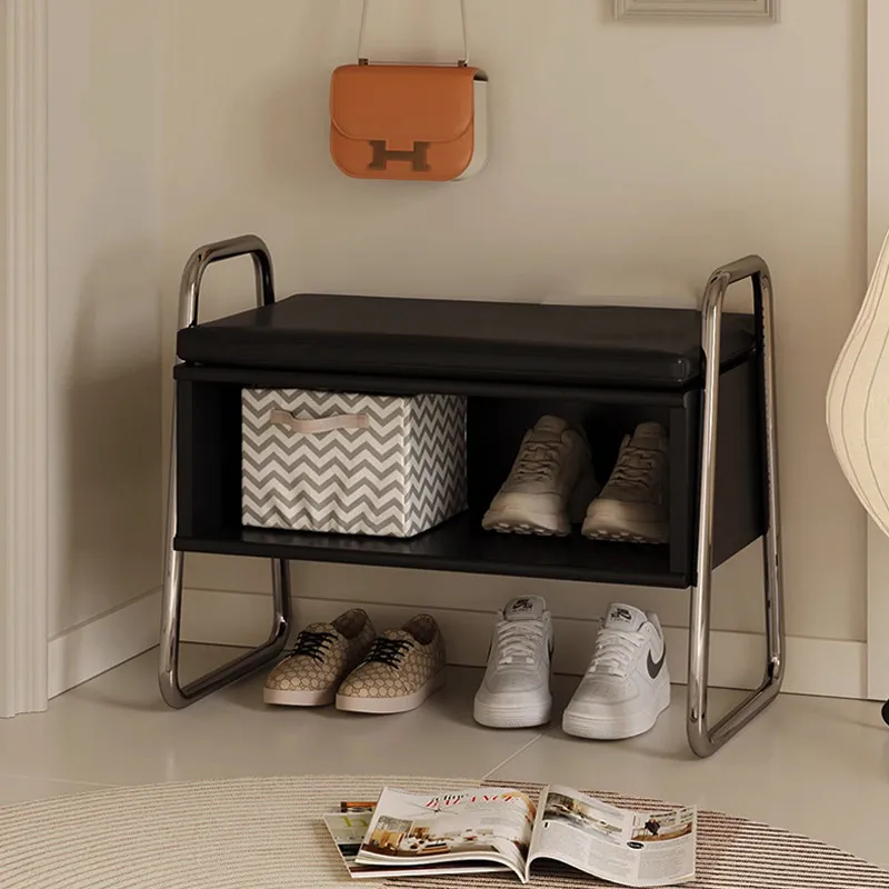 Picture 5: Solid Wood Mid-Century Entryway Bench with Storage Shoe Changing Stool Multifunctional End Table for Bedroom Hallway Organizer
